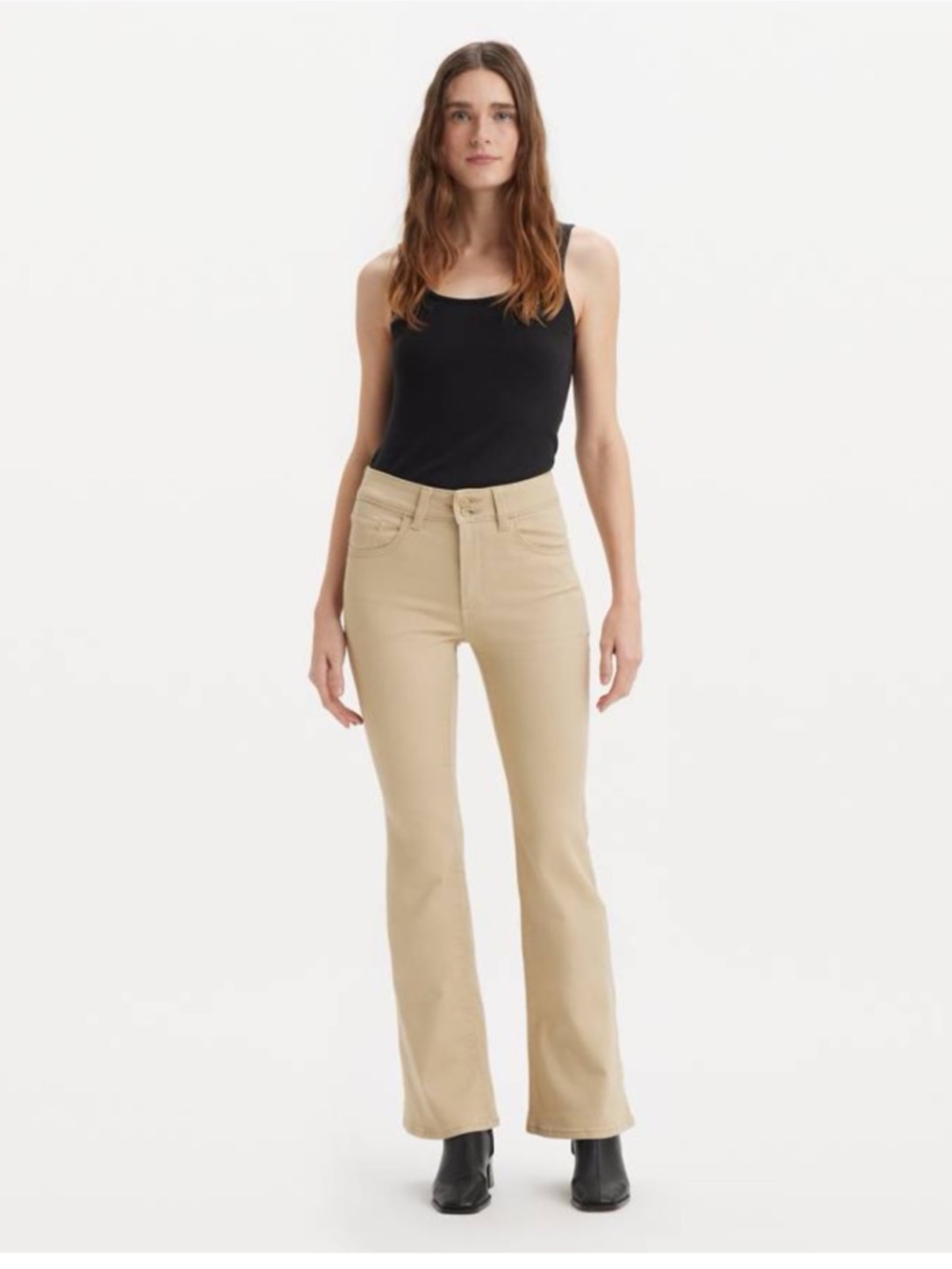 Hollister Women's Khaki Tone Mid Rise Flare/Boot Cut Cotton Pants Size 27
